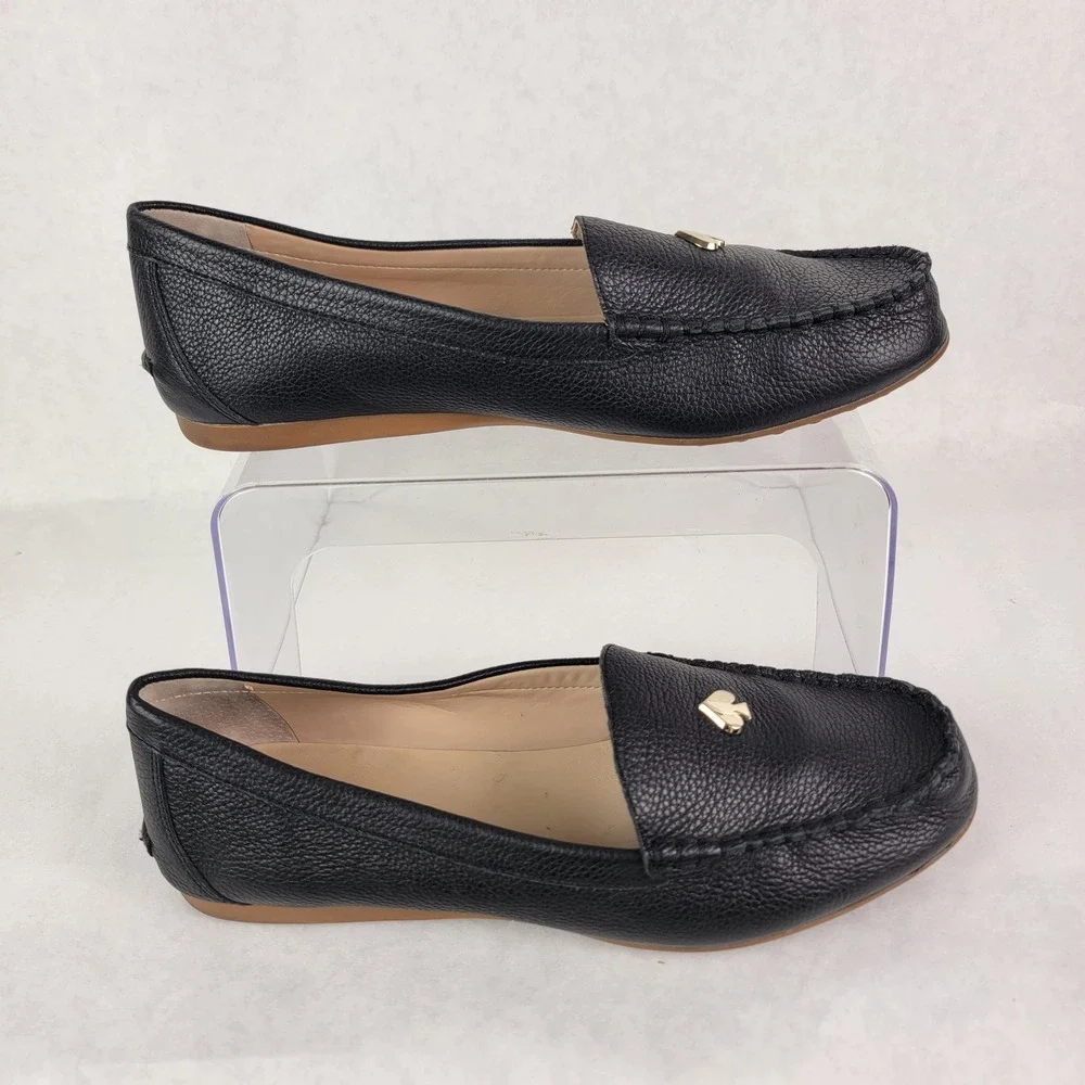 Kate Spade Carly Black Leather Loafers Flats Womens 9.5 Driving Shoe Elegant